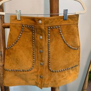 Authentic suede studded mini skirt